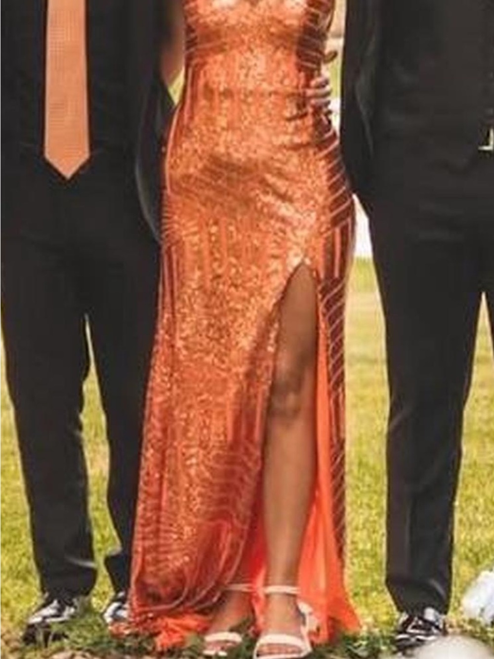 Copper Sequin High-Slit Prom Dress, New without Tags!